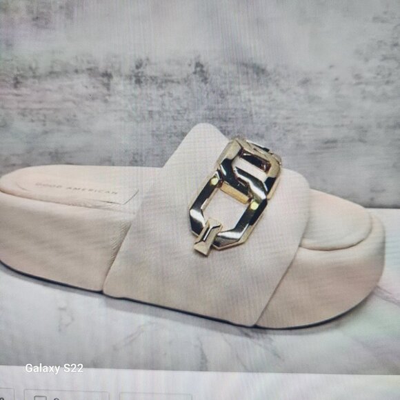 Good American Cream Platform Slides. NIB. Size 6.5 - Picture 3 of 11